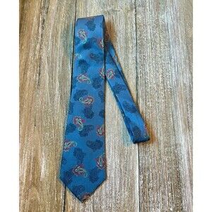 Vtg Christian Dior Tie Blue Red Paisley All Silk Fabric Woven In Italy - US Made